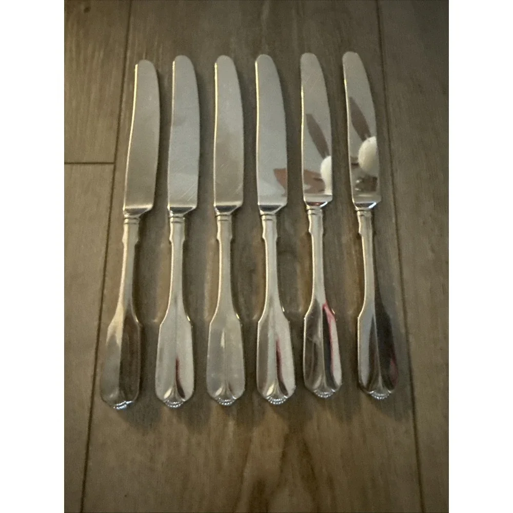 6 Dinner‎ Knives Solid Serrated Oneida RIDGECREST Stainless 8 7/8